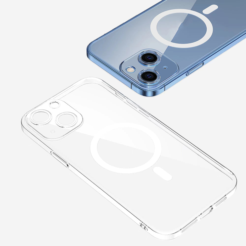 Apple iPhone 13 Kamera Korumalı M-Safe Şarj Özellikli Şeffaf Zore London Sert PC Kapak Şeffaf