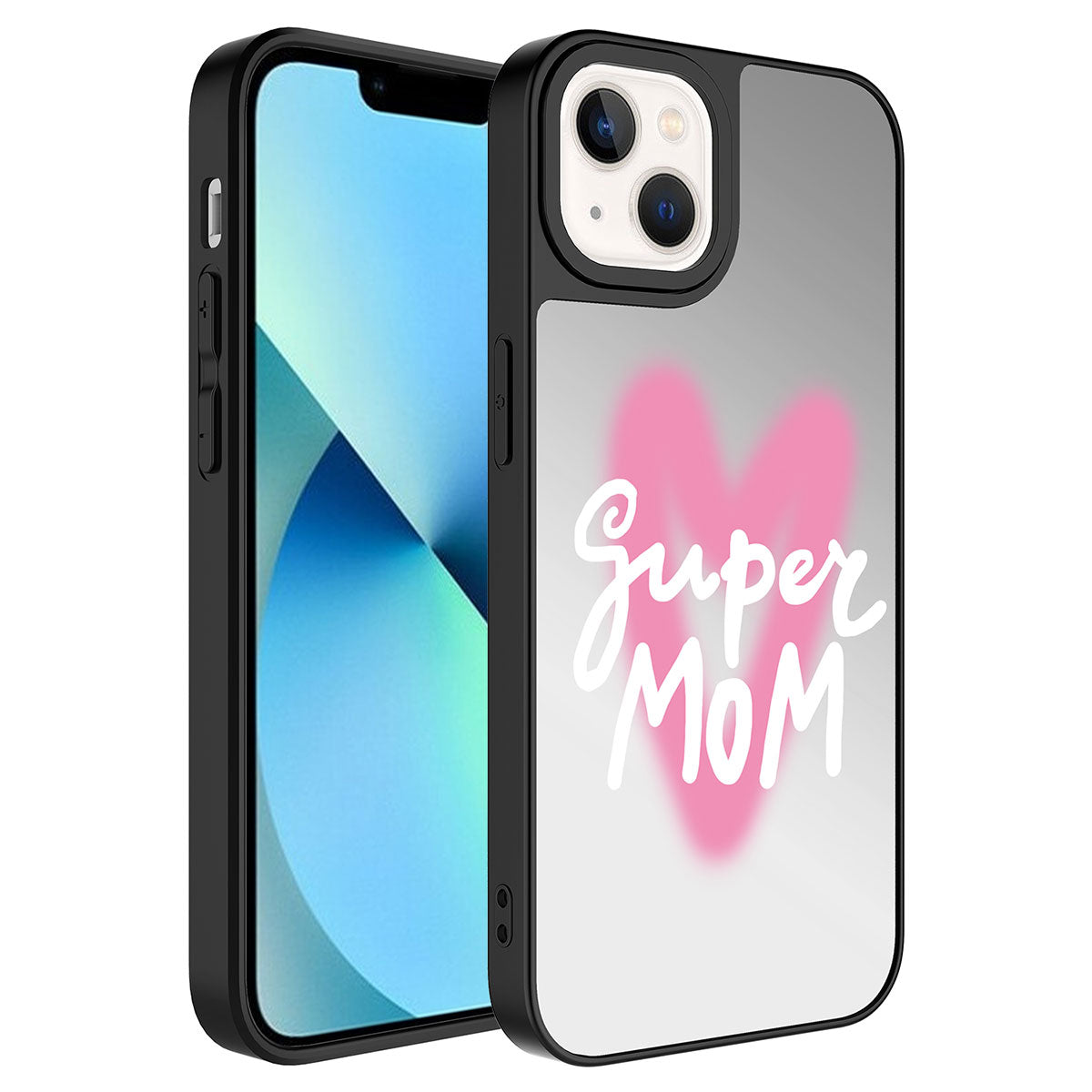 Apple iPhone 13 Kılıf Aynalı Desenli Kamera Korumalı Parlak Zore Mirror Kapak Süper Anne