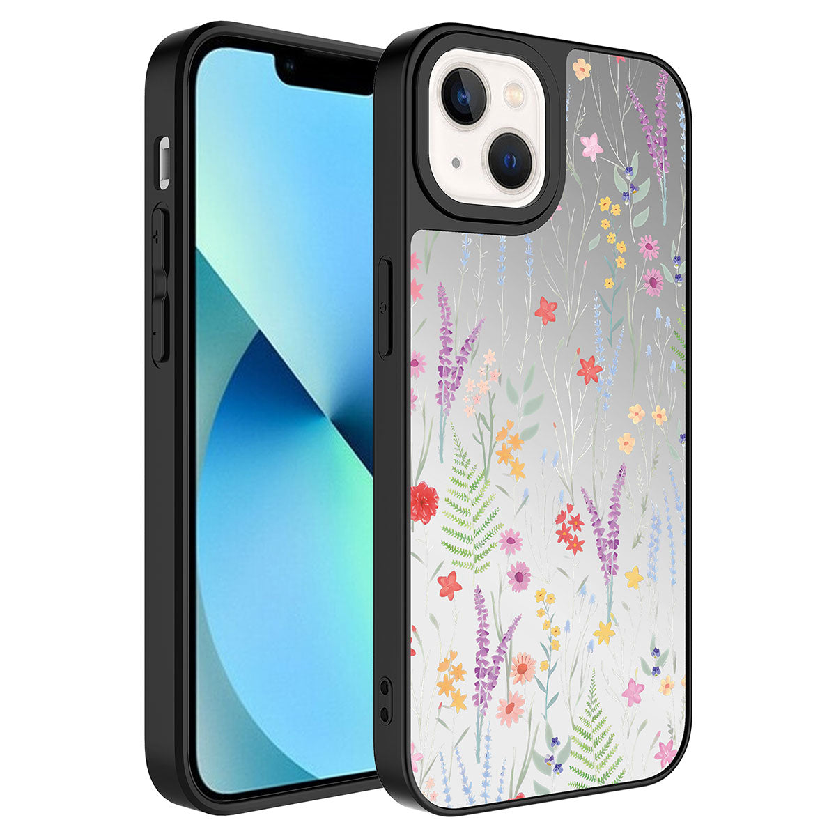 Apple iPhone 13 Kılıf Aynalı Desenli Kamera Korumalı Parlak Zore Mirror Kapak Dallar