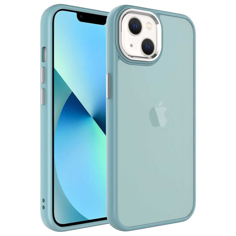 Apple iPhone 13 Kılıf Buzlu Sert PC Zore May Kapak Mavi