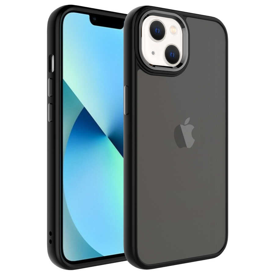 Apple iPhone 13 Kılıf Buzlu Sert PC Zore May Kapak Siyah