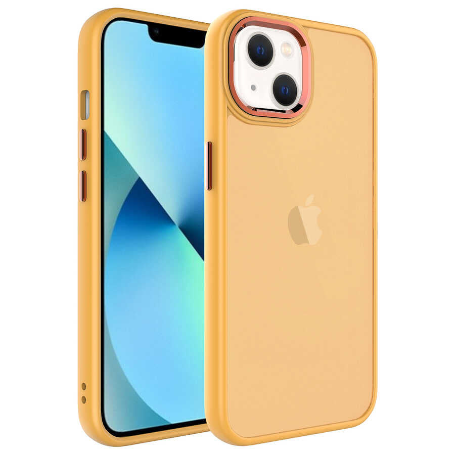 Apple iPhone 13 Kılıf Buzlu Sert PC Zore May Kapak Turuncu