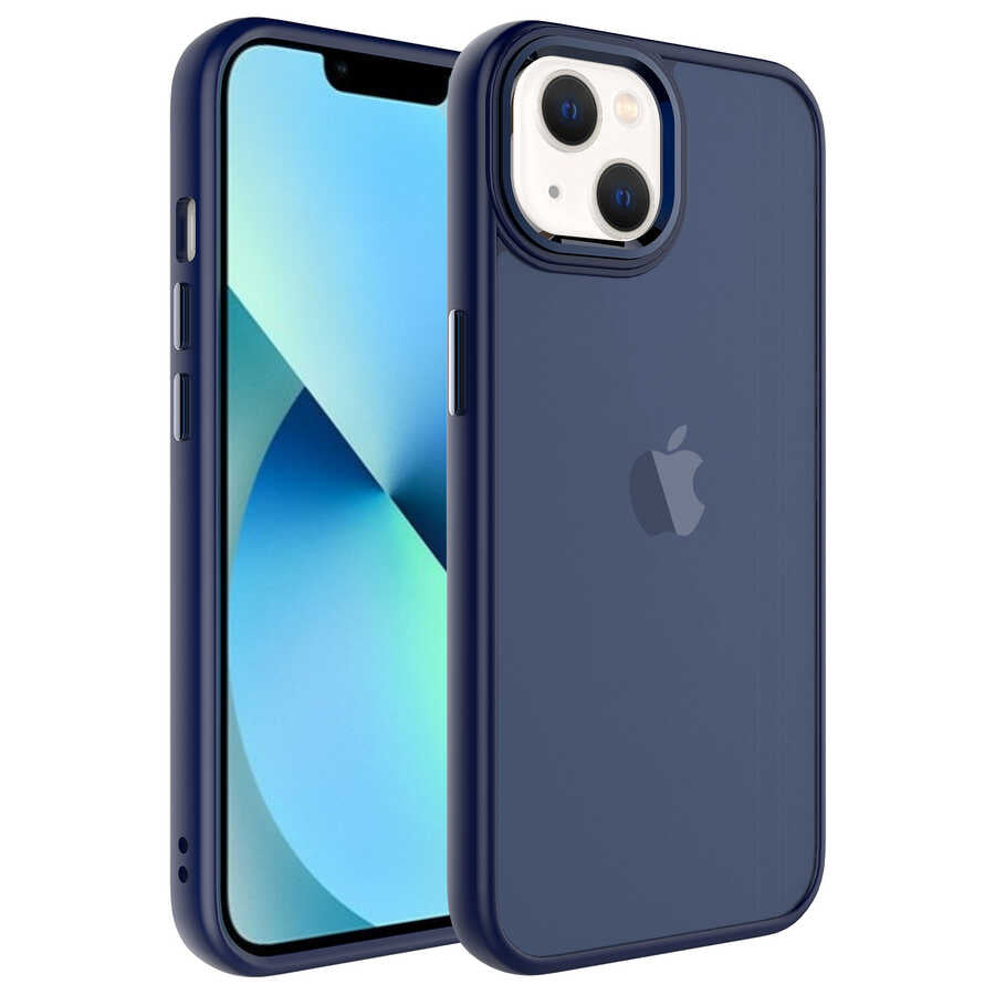Apple iPhone 13 Kılıf Buzlu Sert PC Zore May Kapak Lacivert