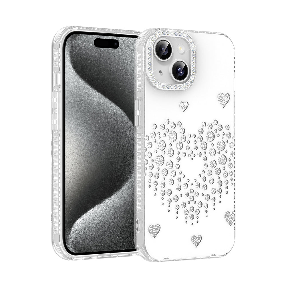 Apple iPhone 13 Kılıf Damla Taşlı Zore Rivas Sert PC Kapak Beyaz