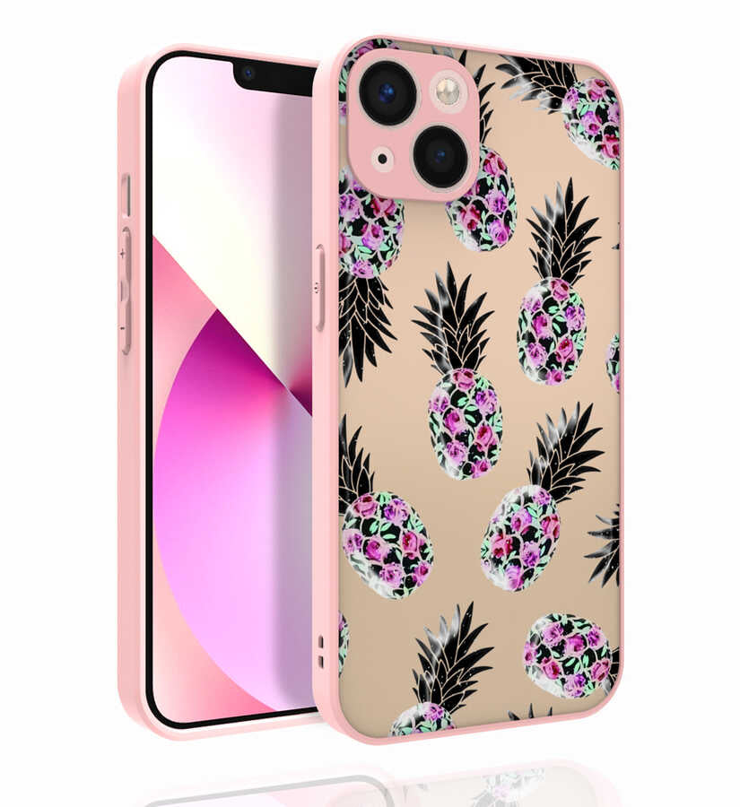 Apple iPhone 13 Kılıf Desenli Kamera Korumalı Parlak Zore Nora Kapak NO1
