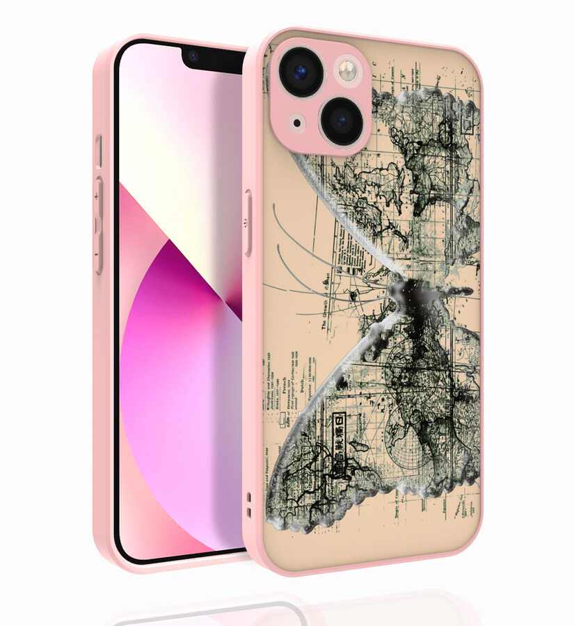 Apple iPhone 13 Kılıf Desenli Kamera Korumalı Parlak Zore Nora Kapak NO4