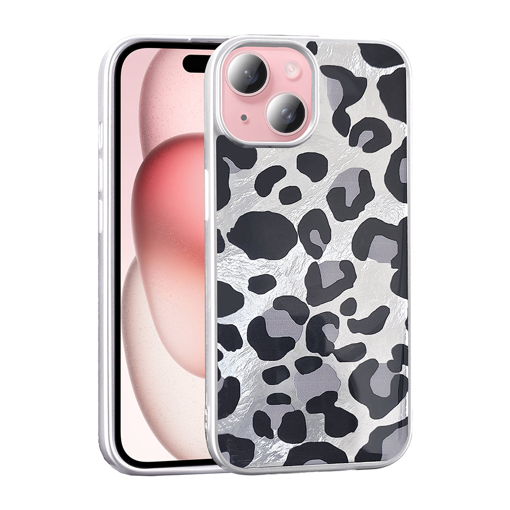 Apple iPhone 13 Kılıf Desenli Zore Mep Kapak Gri Leopar