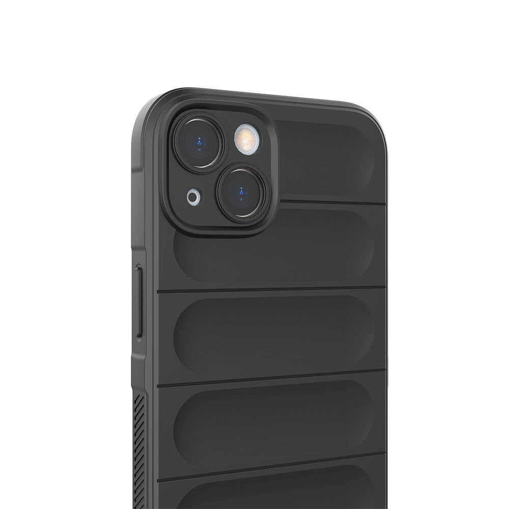 Apple iPhone 13 Kılıf Esnek TPU Oyuklu Arka Yüzey Tasarımlı Zore Etnik Silikon Kapak Koyu Yeşil