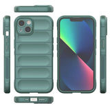 Apple iPhone 13 Kılıf Esnek TPU Oyuklu Arka Yüzey Tasarımlı Zore Etnik Silikon Kapak Koyu Yeşil