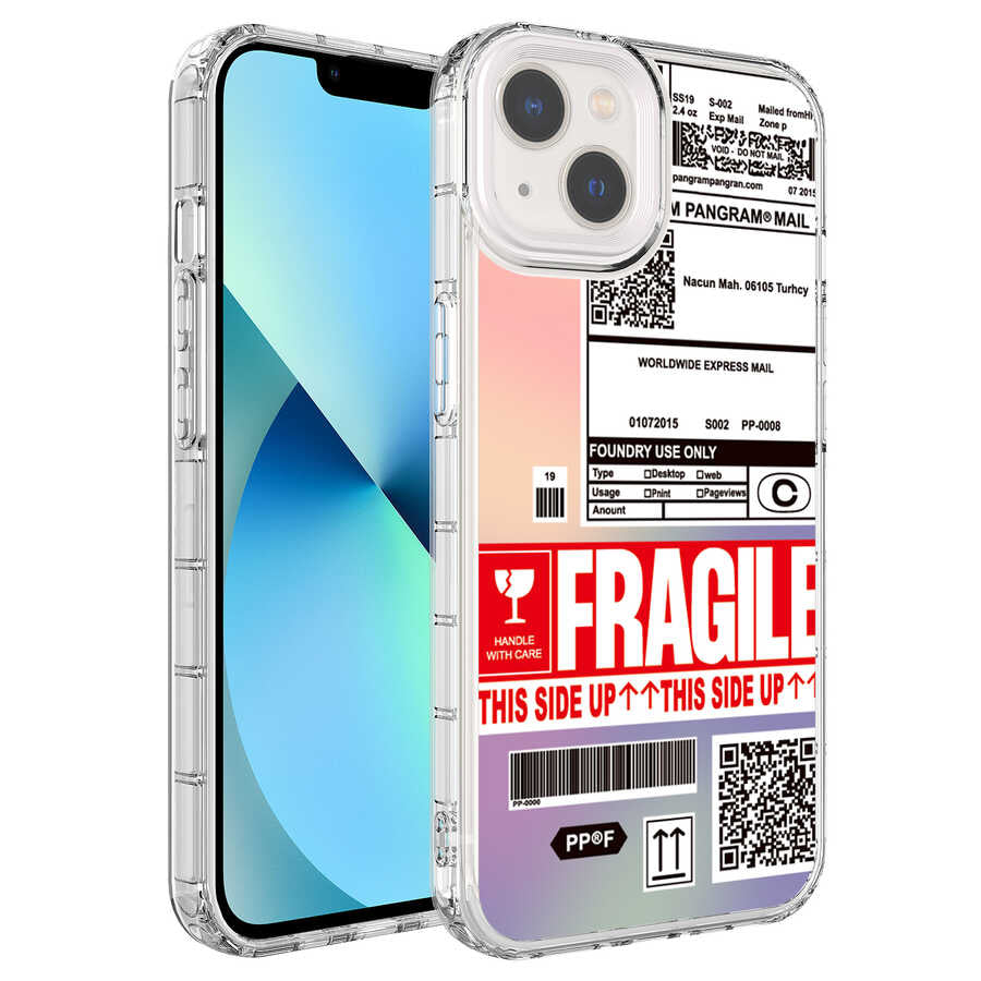 Apple iPhone 13 Kılıf Kamera Korumalı Renkli Desenli Sert Silikon Zore Korn Kapak NO5
