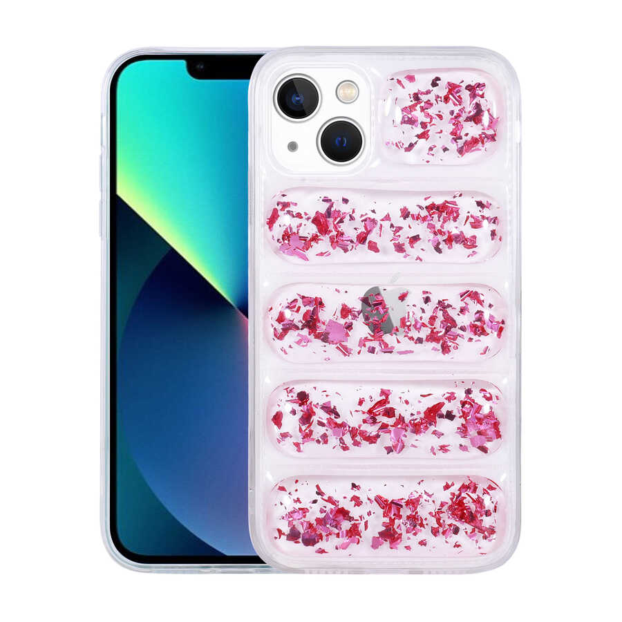 Apple iPhone 13 Kılıf Kamera Korumalı Simli Airbag'li Zore Dalga Kapak Gümüş