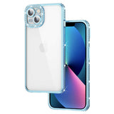 Apple iPhone 13 Kılıf Kamera Korumalı Taşlı Zore Mina Kapak Mavi