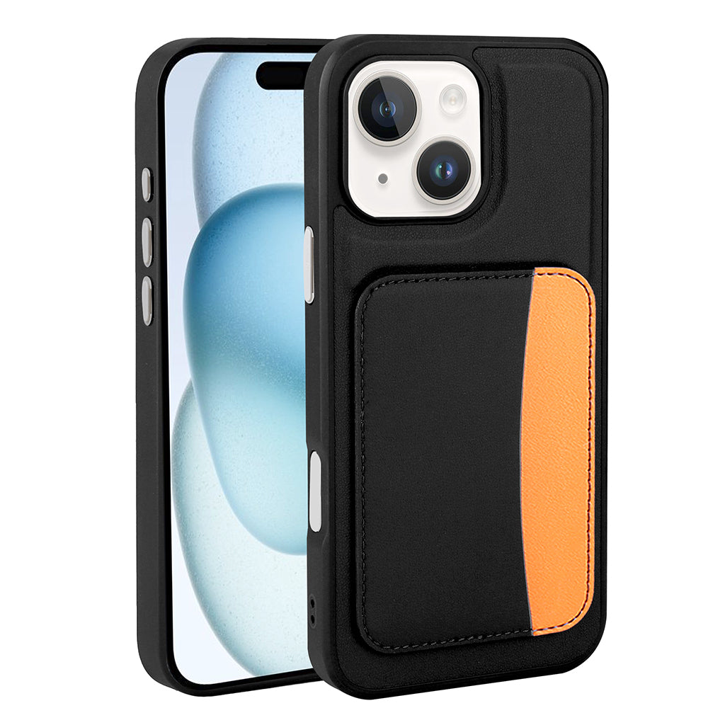 Apple iPhone 13 Kılıf Kartlıklı Zore X-Kart Silikon Kapak Kahverengi