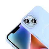 Apple iPhone 13 Kılıf M-Safe Şarj Özellikli Kamera Korumalı Zore Elio Sert PC Kapak Açık Mavi