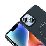 Apple iPhone 13 Kılıf M-Safe Şarj Özellikli Kamera Korumalı Zore Elio Sert PC Kapak Lacivert