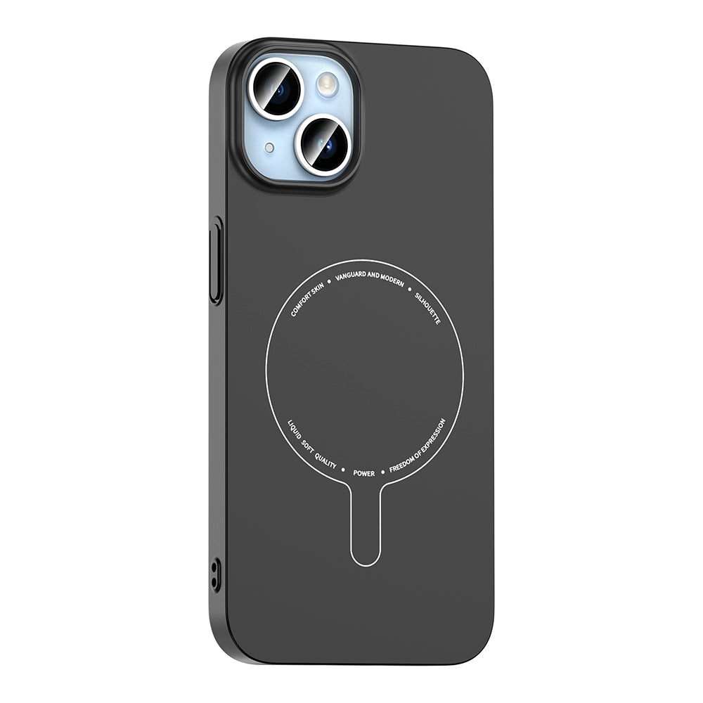 Apple iPhone 13 Kılıf M-Safe Şarj Özellikli Kamera Korumalı Zore Elio Sert PC Kapak Siyah