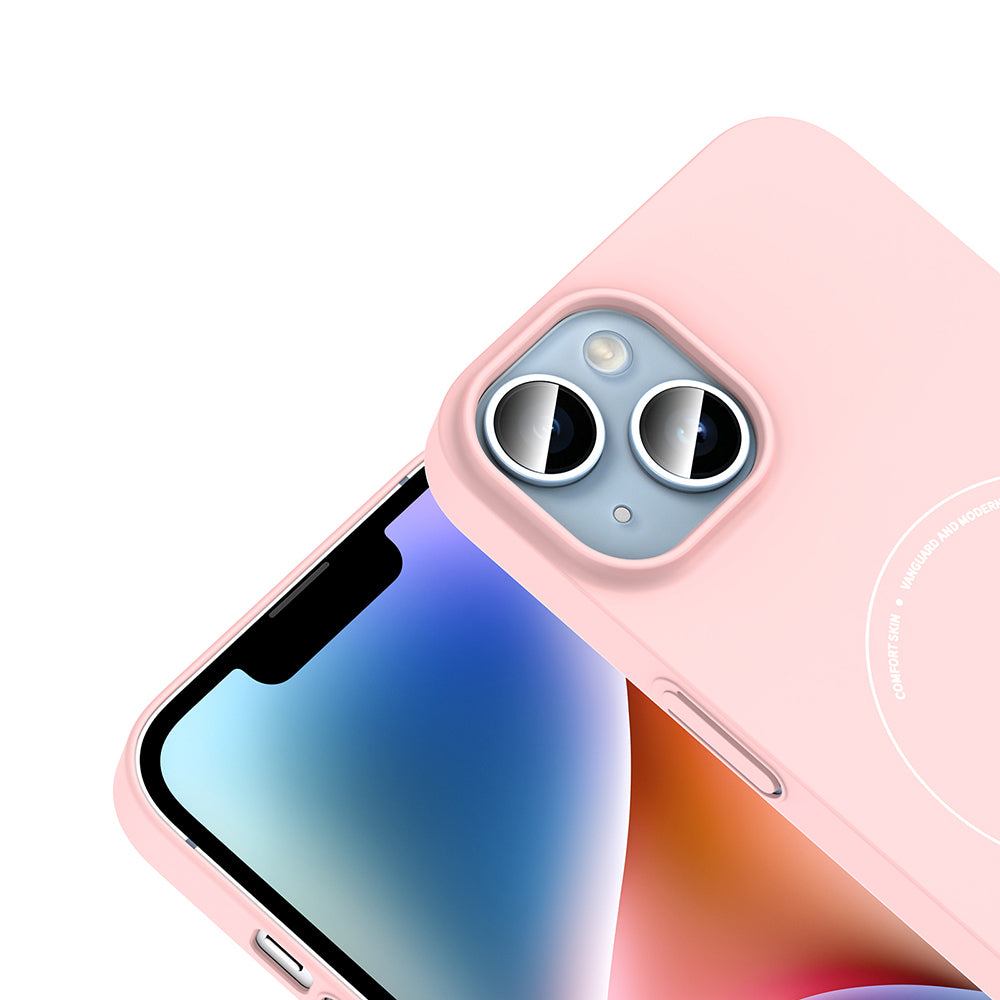 Apple iPhone 13 Kılıf M-Safe Şarj Özellikli Kamera Korumalı Zore Elio Sert PC Kapak Açık Pembe