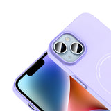 Apple iPhone 13 Kılıf M-Safe Şarj Özellikli Kamera Korumalı Zore Elio Sert PC Kapak Lila