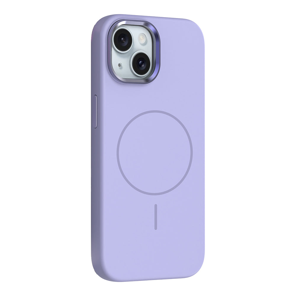 Apple iPhone 13 Kılıf M-Safe Şarj Özellikli Metal Kamera Çerçeveli Zore Edi Silikon Kapak Lila