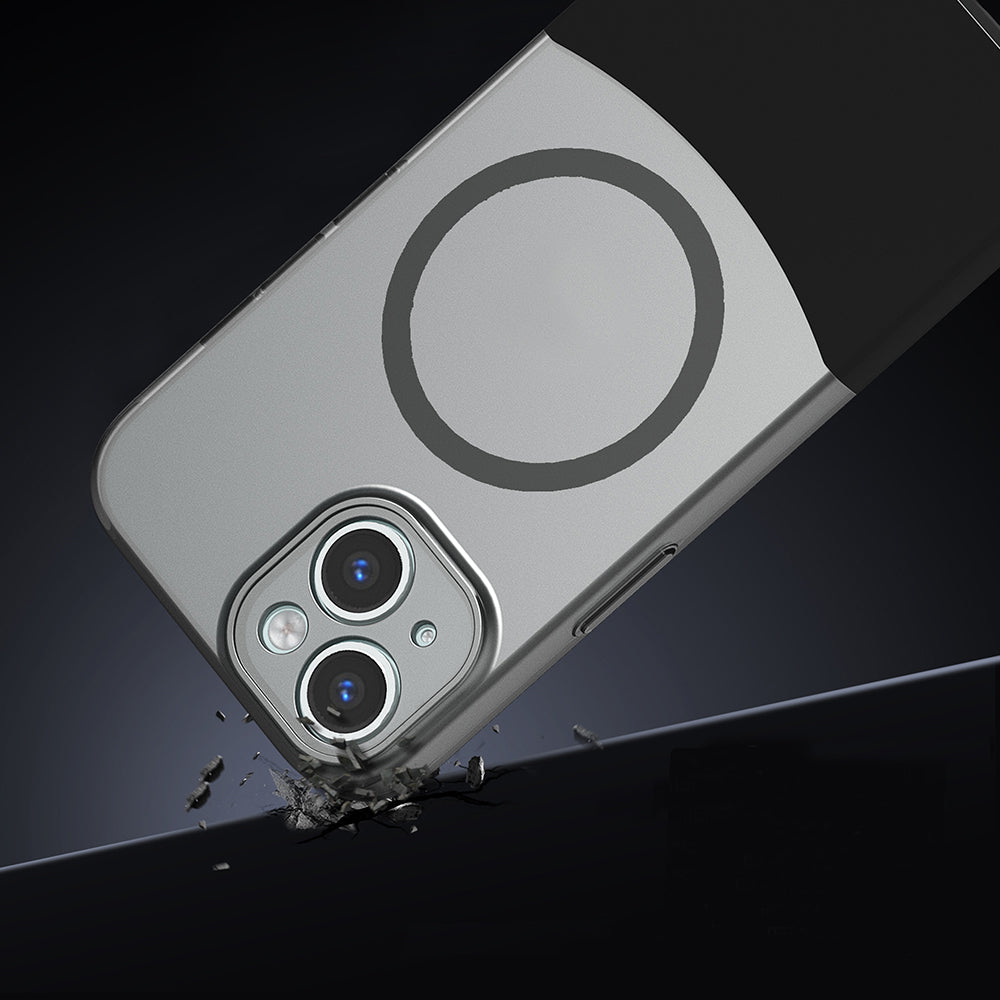 Apple iPhone 13 Kılıf M-Safe Şarj Özellikli Mıknatıslı Zore Duble Kapak Gri