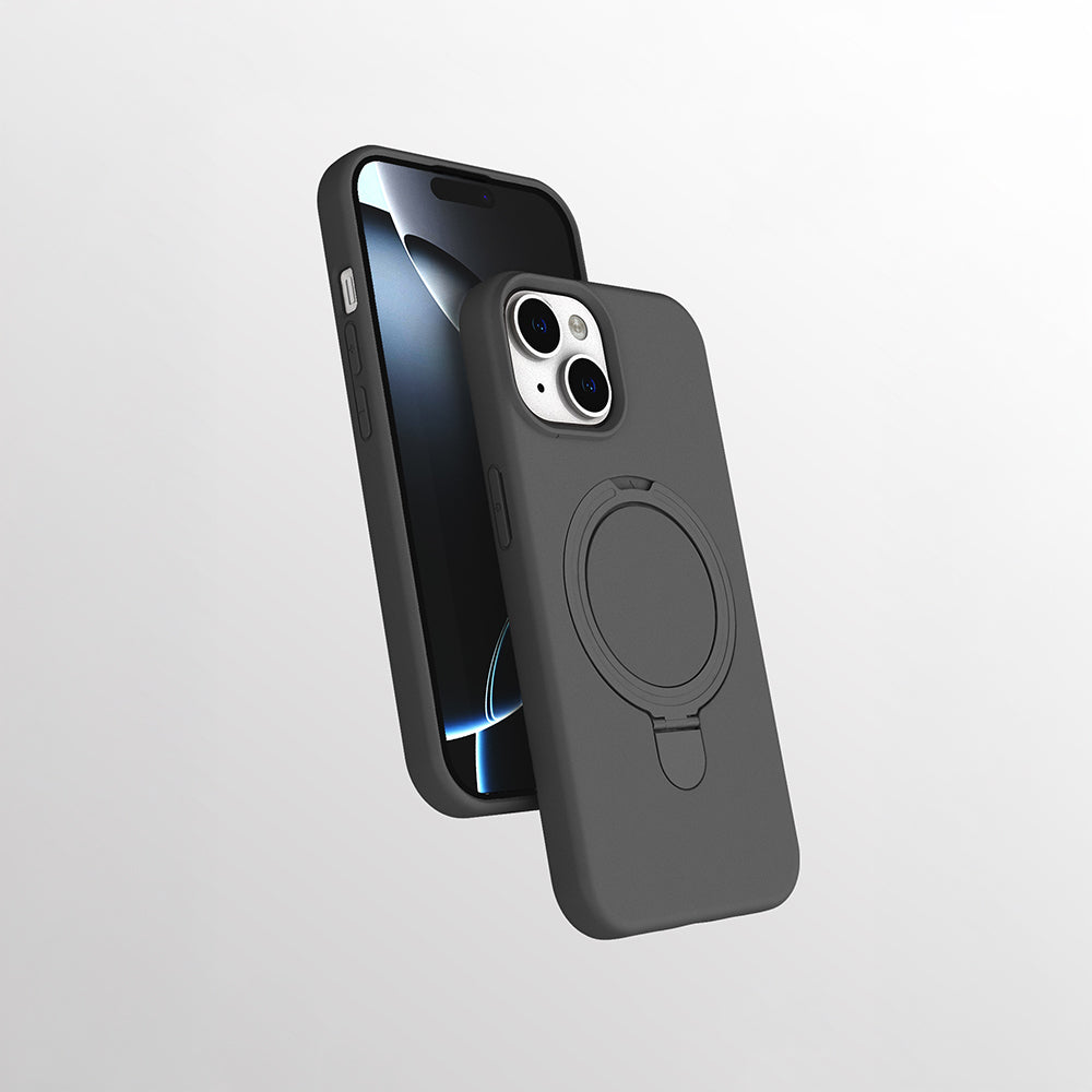 Apple iPhone 13 Kılıf M-safe Şarj Özellikli Standlı Zore Samara Kapak Turuncu