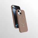 Apple iPhone 13 Kılıf M-safe Şarj Özellikli Standlı Zore Samara Kapak Desert Gold