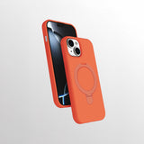 Apple iPhone 13 Kılıf M-safe Şarj Özellikli Standlı Zore Samara Kapak Turuncu