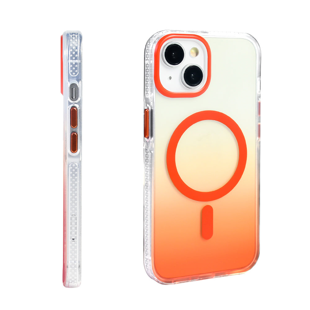 Apple iPhone 13 Kılıf M-safe Şarj Özellikli Transparan Renk Geçişli Zore Toros Kapak Mavi