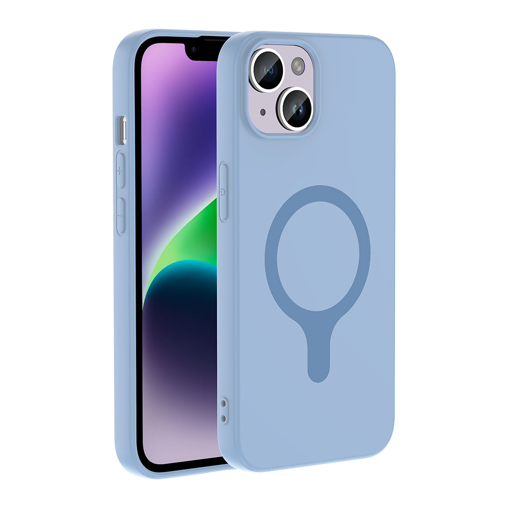 Apple iPhone 13 Kılıf M-Safe Şarj Özellikli Zore Aris Silikon Kapak Baby Blue