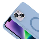 Apple iPhone 13 Kılıf M-Safe Şarj Özellikli Zore Aris Silikon Kapak Baby Blue