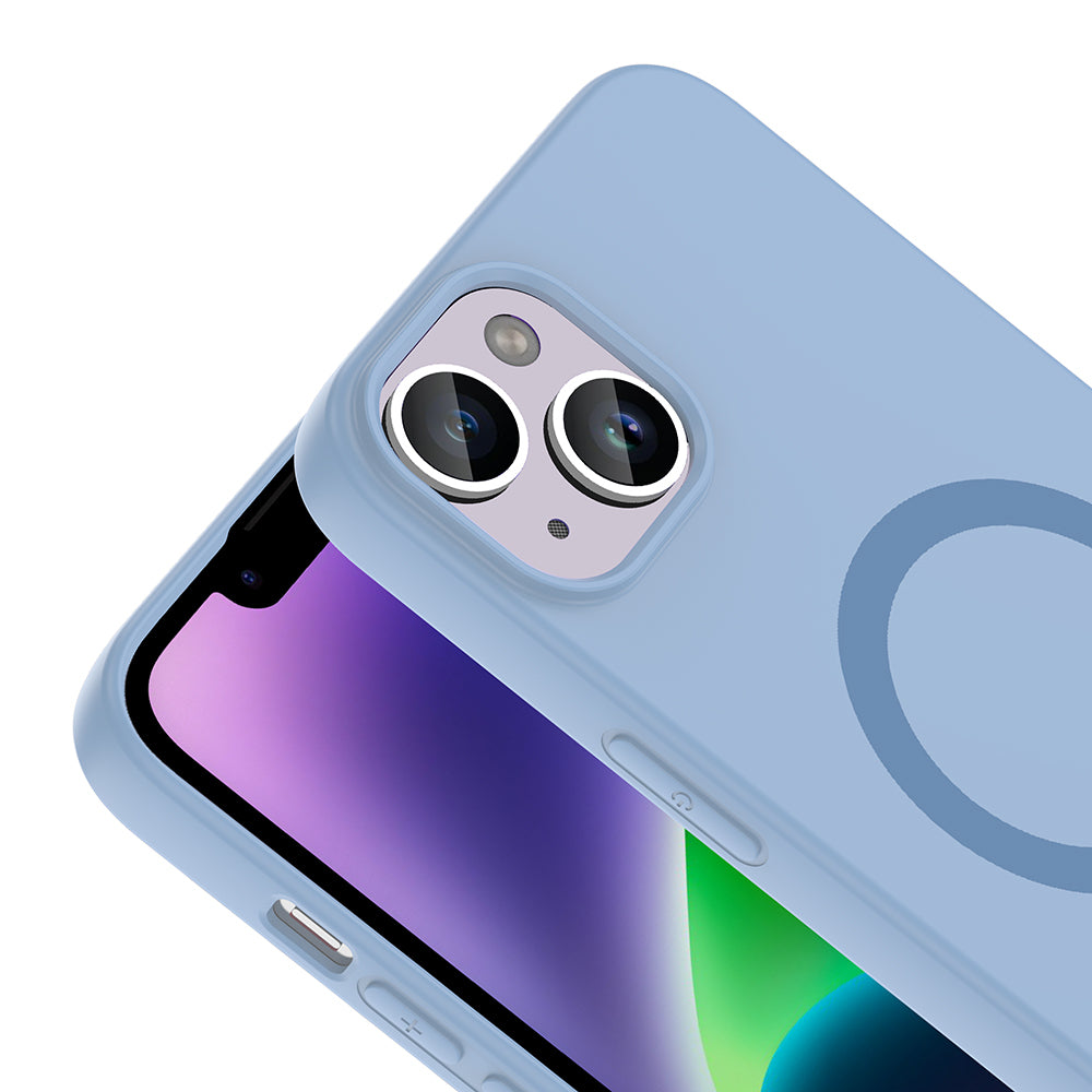 Apple iPhone 13 Kılıf M-Safe Şarj Özellikli Zore Aris Silikon Kapak Baby Blue