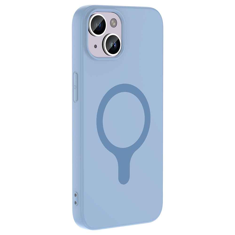 Apple iPhone 13 Kılıf M-Safe Şarj Özellikli Zore Aris Silikon Kapak Baby Blue