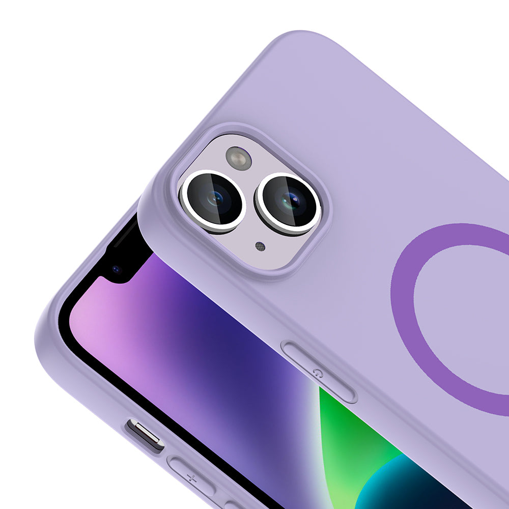 Apple iPhone 13 Kılıf M-Safe Şarj Özellikli Zore Aris Silikon Kapak Lila