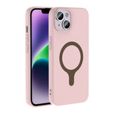 Apple iPhone 13 Kılıf M-Safe Şarj Özellikli Zore Aris Silikon Kapak Açık Pembe