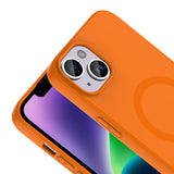 Apple iPhone 13 Kılıf M-Safe Şarj Özellikli Zore Aris Silikon Kapak Turuncu
