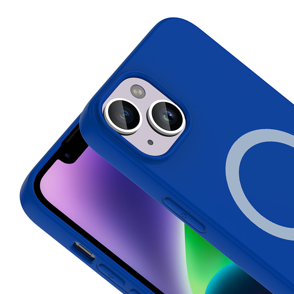 Apple iPhone 13 Kılıf M-Safe Şarj Özellikli Zore Aris Silikon Kapak Saks Mavi