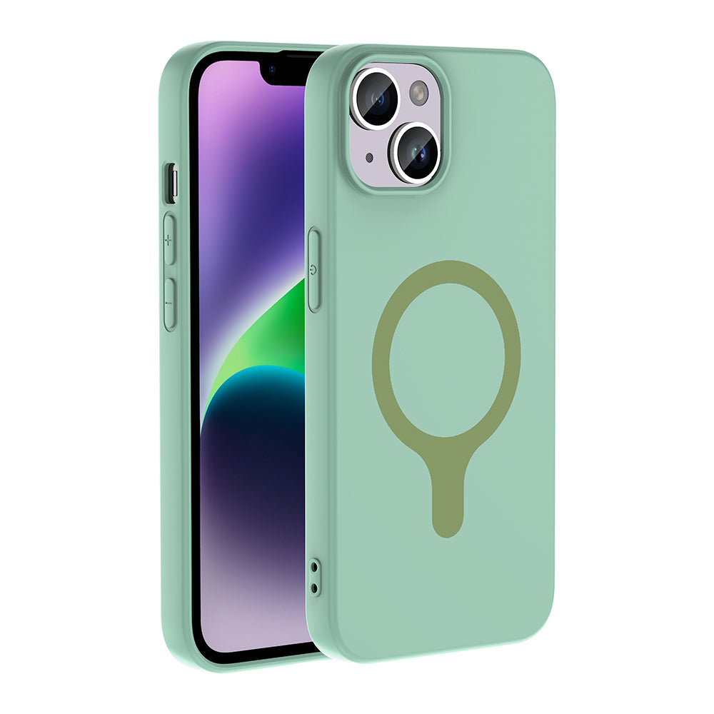 Apple iPhone 13 Kılıf M-Safe Şarj Özellikli Zore Aris Silikon Kapak Turkuaz