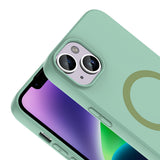 Apple iPhone 13 Kılıf M-Safe Şarj Özellikli Zore Aris Silikon Kapak Turkuaz