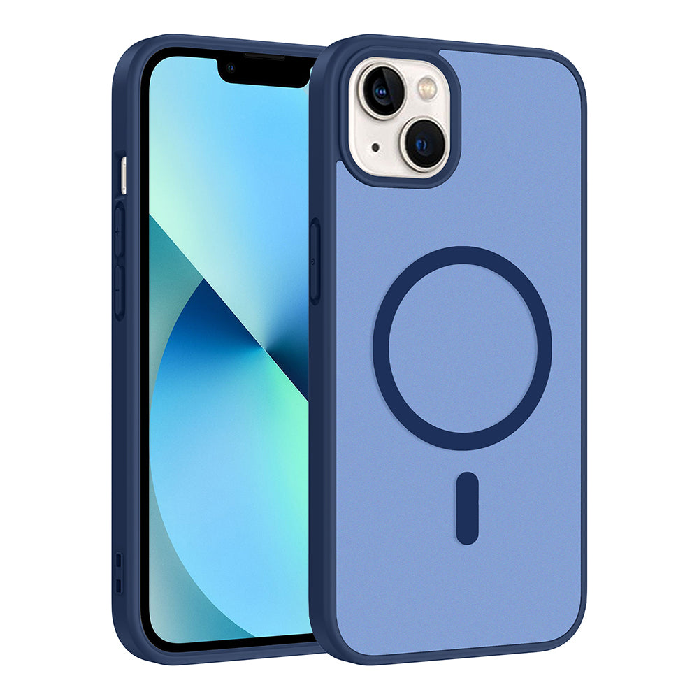 Apple iPhone 13 Kılıf M-safe Şarj Özellikli Babet Kapak Mavi