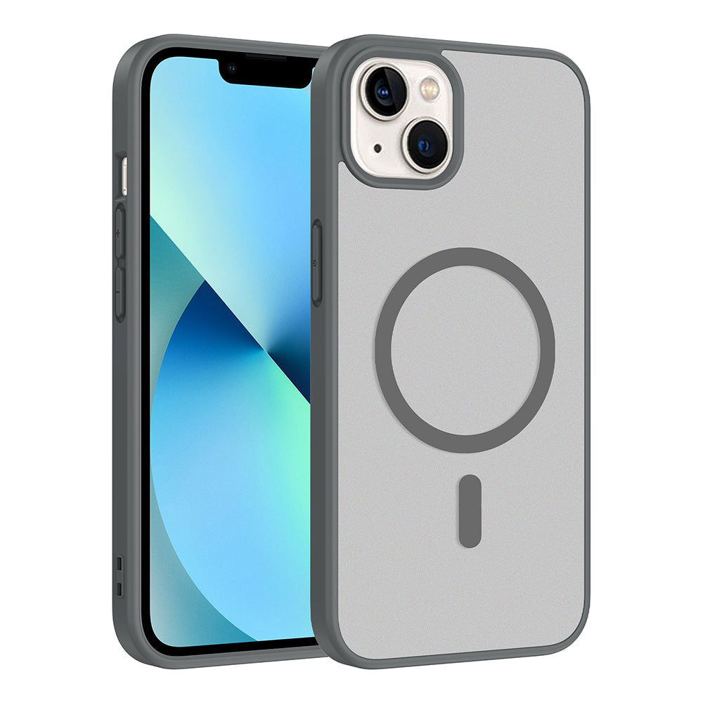 Apple iPhone 13 Kılıf M-safe Şarj Özellikli Babet Kapak Gri