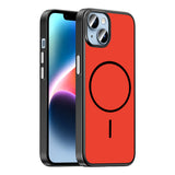 Apple iPhone 13 Kılıf M-Safe Şarj Özellikli Zore Lora PC Kapak Kırmızı-Gri
