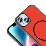 Apple iPhone 13 Kılıf M-Safe Şarj Özellikli Zore Lora PC Kapak Kırmızı-Gri