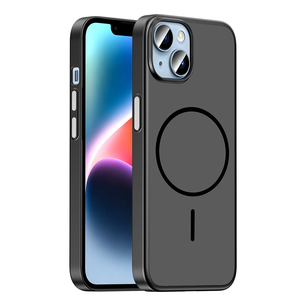 Apple iPhone 13 Kılıf M-Safe Şarj Özellikli Zore Lora PC Kapak Siyah