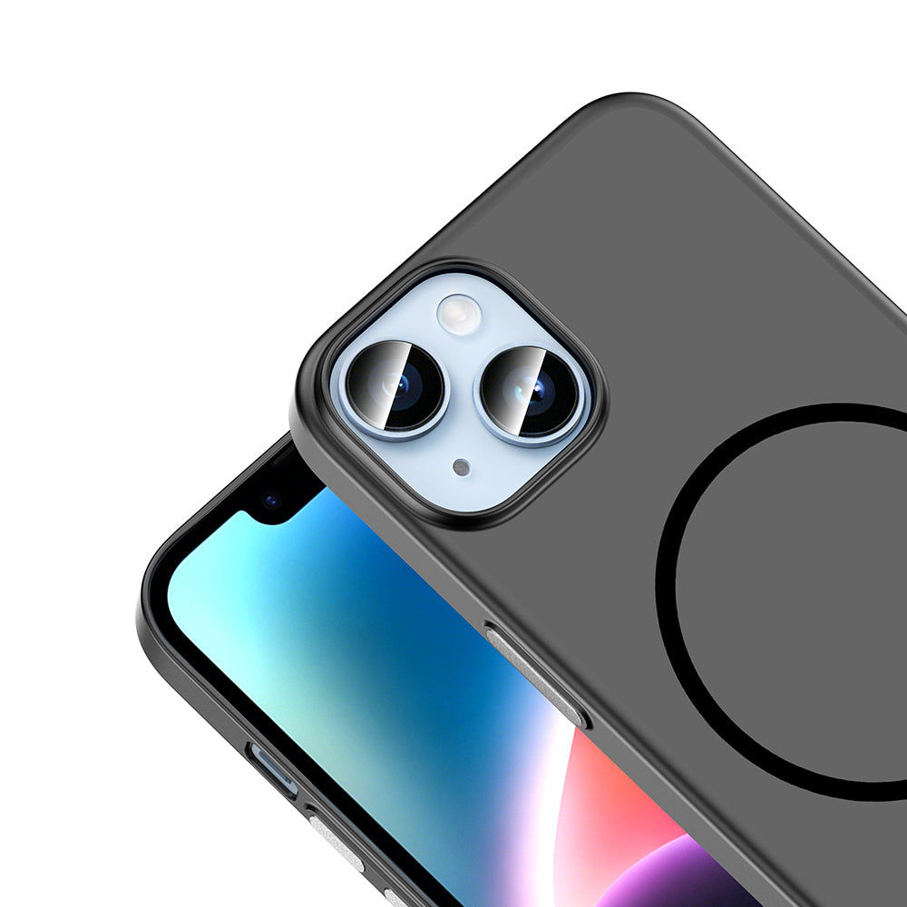 Apple iPhone 13 Kılıf M-Safe Şarj Özellikli Zore Lora PC Kapak Siyah