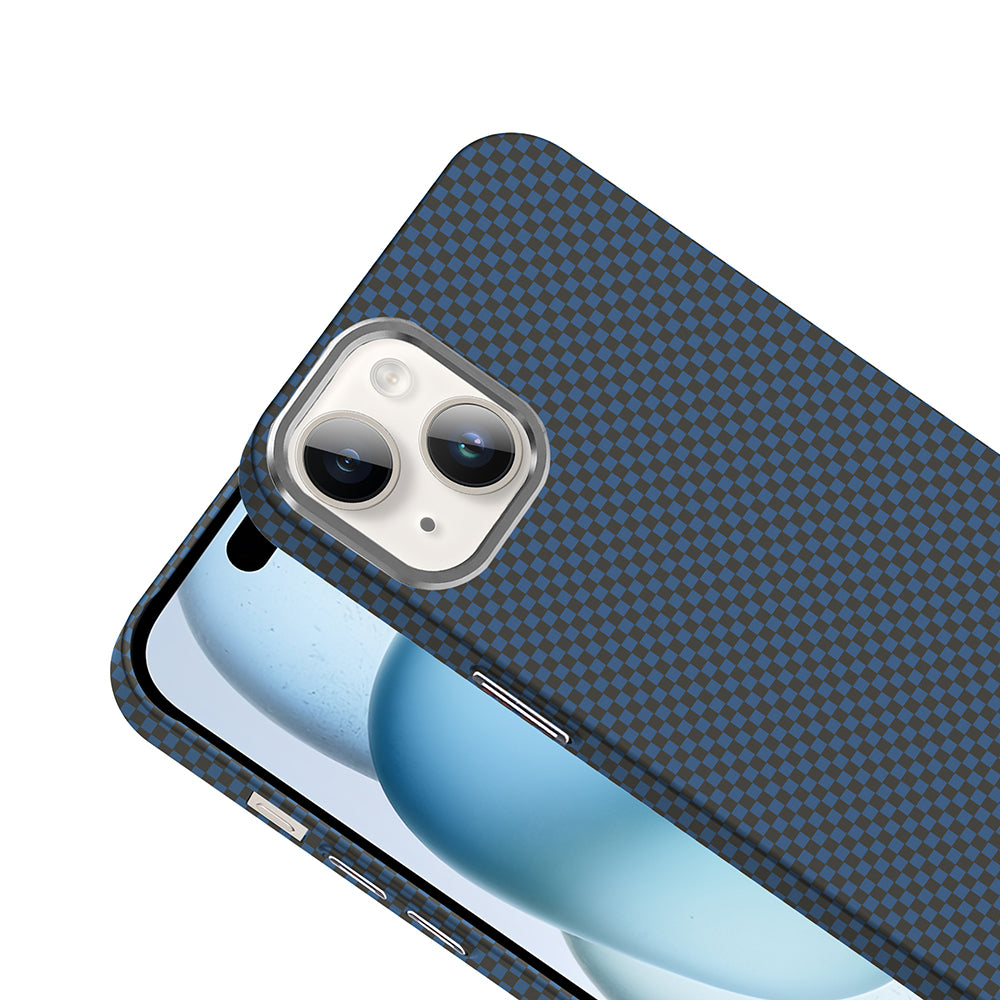 Apple iPhone 13 Kılıf M-safe Şarj Özellikli Karbon Fiber Görünümlü Zore Gros Kapak Siyah-Lacivert