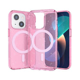 Apple iPhone 13 Kılıf M-safe Şarj Özellikli Parlayan Simli Saydam Renkli Zore Allstar Kapak Pembe