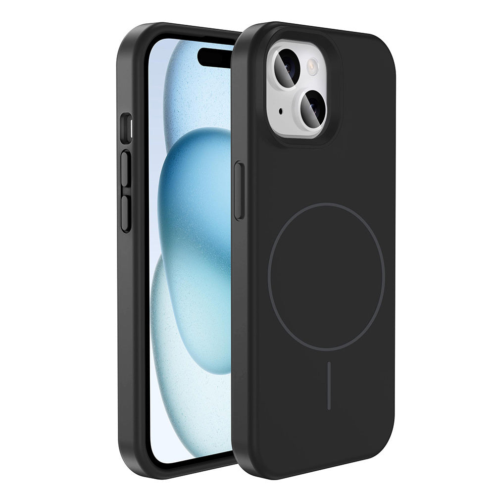 Apple iPhone 13 Kılıf M-safe Şarj Özellikli Sıvı Teknolojili Silinebilir Sert Zore Kivi Kapak Siyah