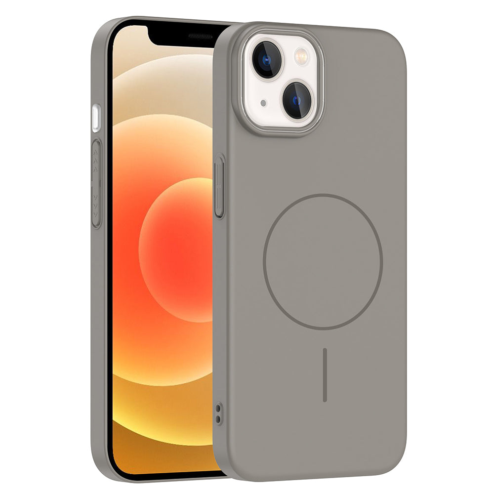 Apple iPhone 13 Kılıf M-safe Şarj Özellikli Zore Ruby Sert Kapak Desert Titanyum