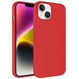 Apple iPhone 13 Kılıf M-safe Wireless Şarj Özellikli Pastel Renk Silikon Zore Plas Kapak Kırmızı