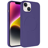 Apple iPhone 13 Kılıf M-safe Wireless Şarj Özellikli Pastel Renk Silikon Zore Plas Kapak Mürdüm